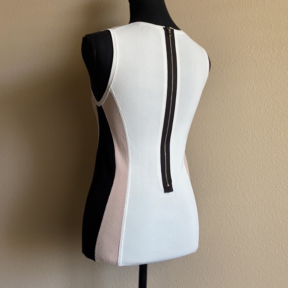 Ann Taylor Neutral Color Block Exposed Zipper Top - Picture 4 of 8